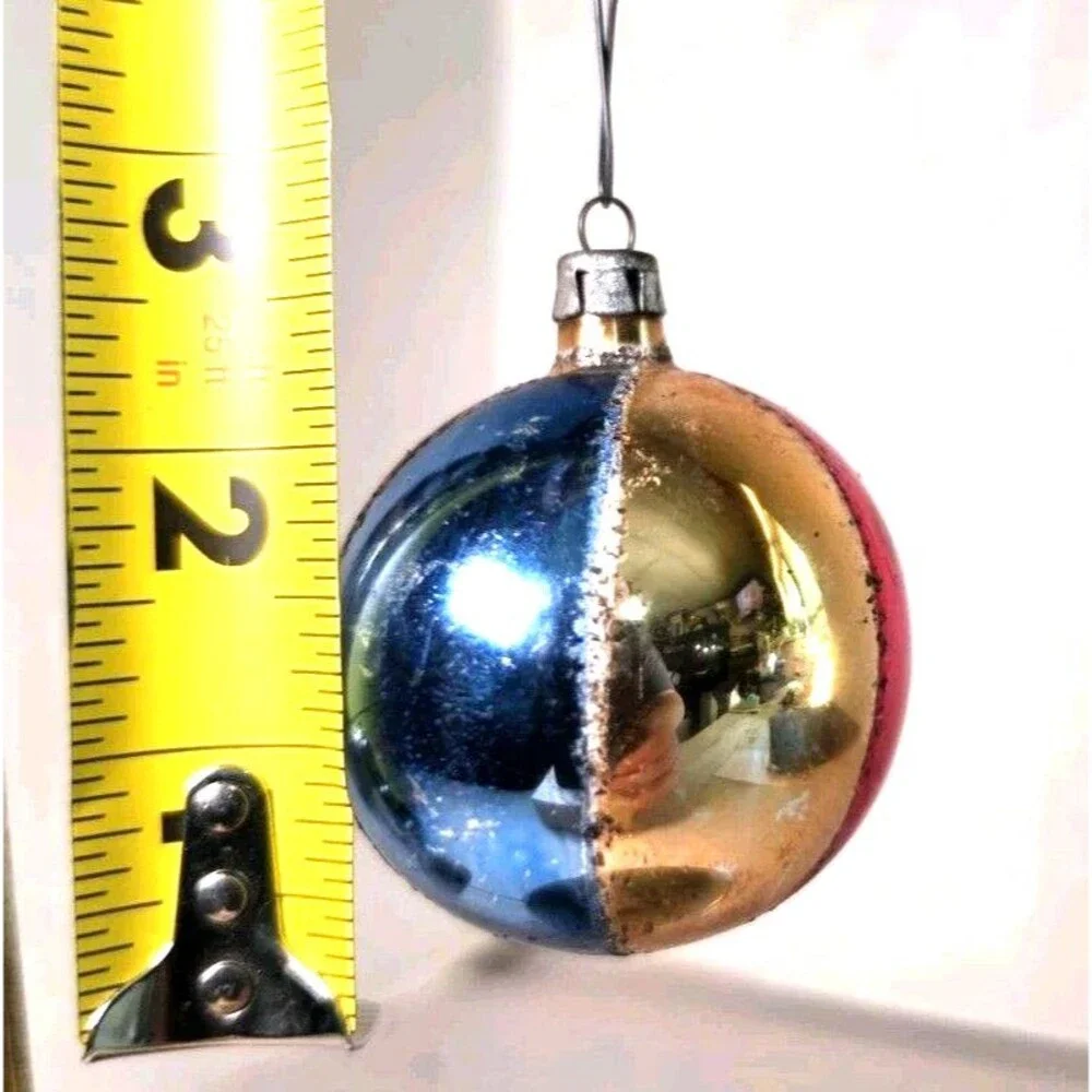 Vintage MCM Poland Christmas Ornament, 2-1/2” Tall,  Tri-Colored